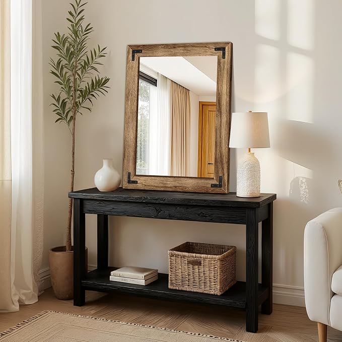 Wooden Bathroom Mirror for Wall, for Farmhouse, Living Room, Entryway Decor - Image 8