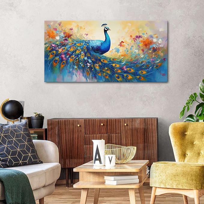 Abstract Peacock Wall Art Colorful Peacock Pictures Wall Decor Abstract Bird - Image 4