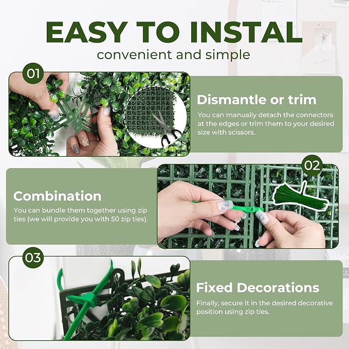 Artificial Boxwood Roll Panels: 60"x138" UV-Anti Faux Hedge Privacy Screen - Image 3