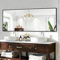 KOCUUY Black Bathroom Mirrors, Oversized Wall Mirror Black Metal Framed Decor by KOCUUY