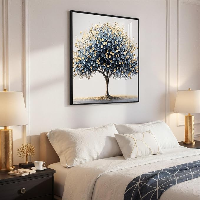Framed Square Tree of Life Wall Art, Minimalist Elegant Luxury Abstract Tree - Image 4