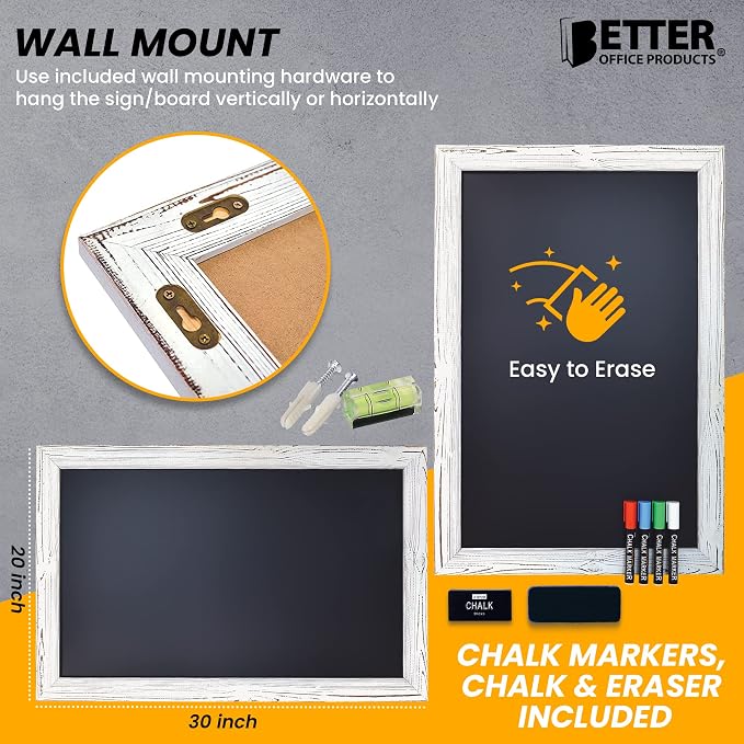 Better Office Products Magnetic Wall Chalkboard, X Large Size 20" x 30" - Image 3