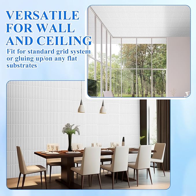 Nuanchu 32 Pcs 3D Slat Wall Panels, Paintable Waterproof Textured Tiles - Image 6