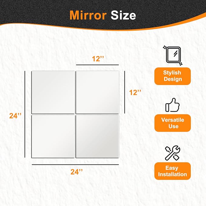 Delma Home Gym Mirrors, Square Large Wall Mirror - Image 3