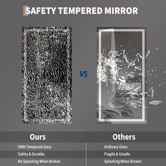 LED Bathroom Mirror 50 x 26 inch, Lighted Bathroom Vanity Mirror - Image 8