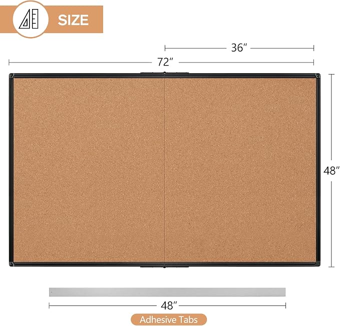 Extra Large Cork Bulletin Board 72" X 48", Foldable Notice Pin Board - Image 3