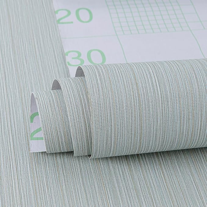 Blue Grasscloth Wallpaper Peel and Stick Fabric Linen Textured 24"x394" Classic - Image 2