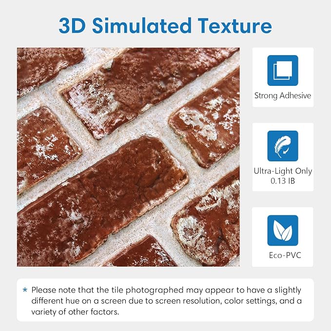 COMSTICKC 3D Faux Brick Wall Panels Peel and Stick, Small Size Thin PVC Fake - Image 3