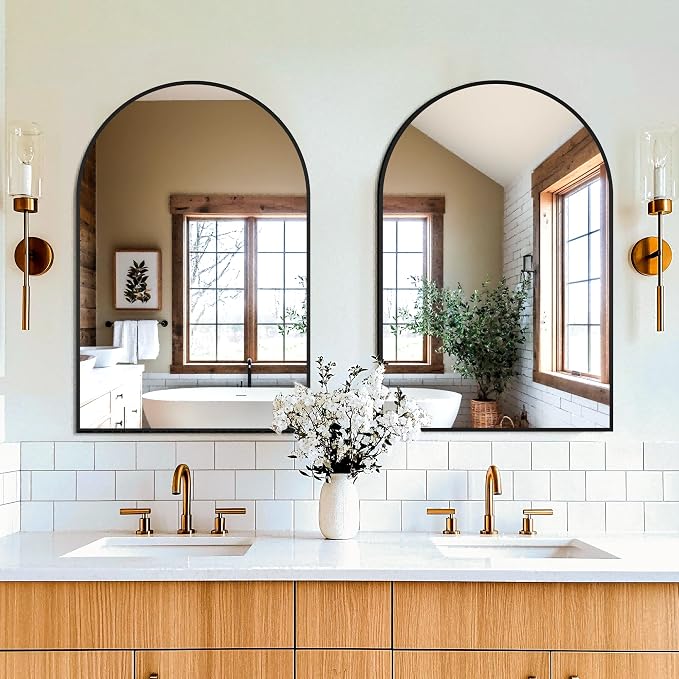 FICTOR Bathroom Mirror for Wall, Arched Vanity Bathroom Mirror for Over Sink - Image 5