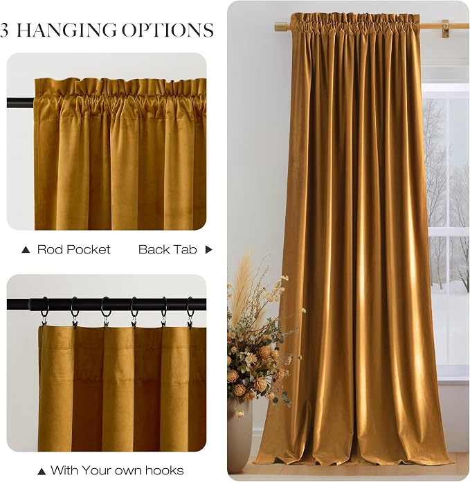 NICETOWN 96 inch Warm Velvet Blackout Curtains - Image 5