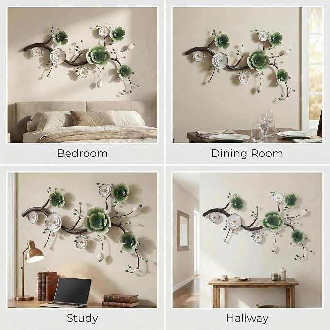 Large 3D Abstract Art Metal Flower Wall Art Main Colors Are White And Blue - Image 9