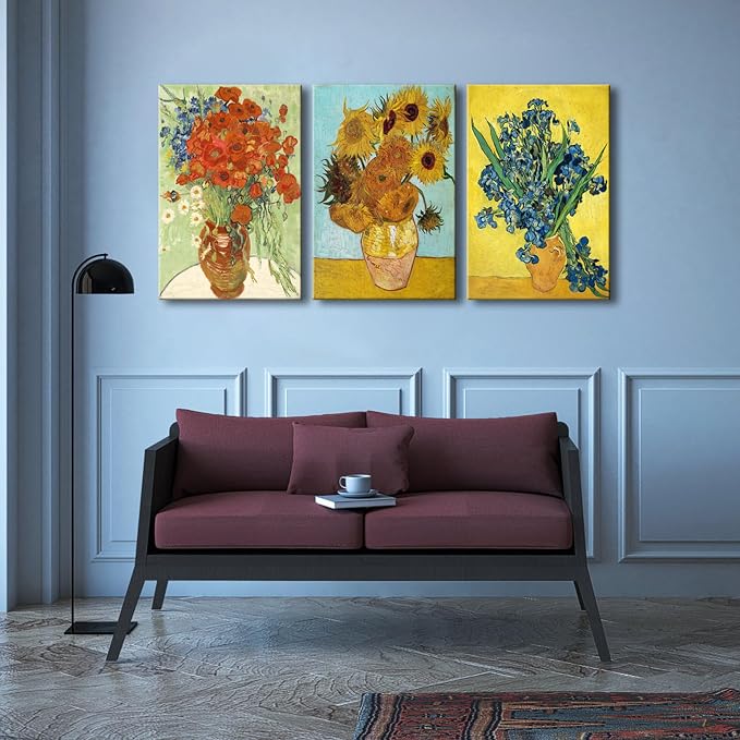 Wieco Art 3 Panels Canvas Prints of Vincent Van Gogh Paintings Reproduction Red - Image 5