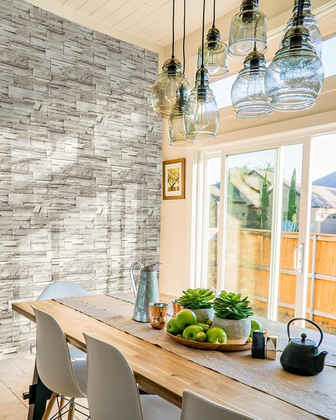 Jeweluck Stone Wallpaper Peel and Stick Brick Wallpaper 17.7”×393.7” Brick - Image 5