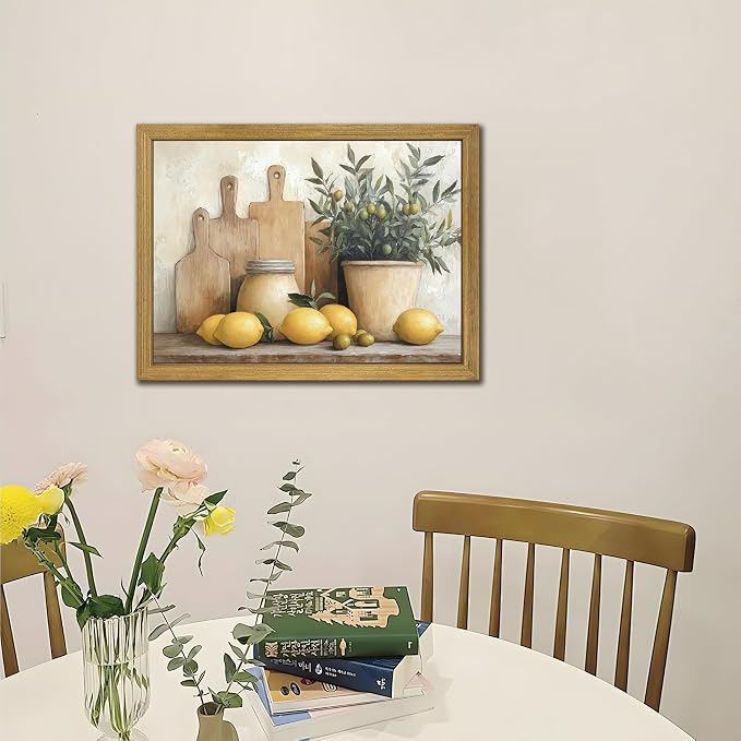Wood Framed Vintage Kitchen Wall Art, Rustic Farmhouse Artwork Canvas Posters - Image 8