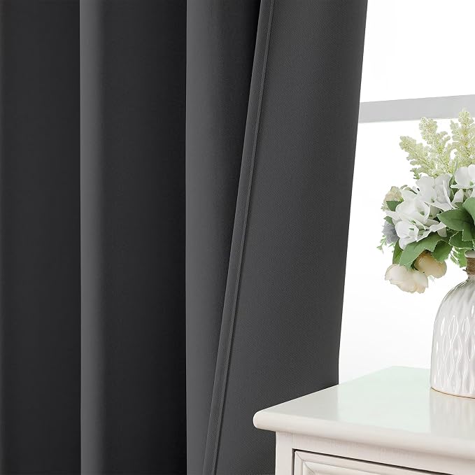 CUCRAF Dark Grey Blackout Curtains 84 inch Length 2 Panels Set, Rod Pocket Room - Image 6