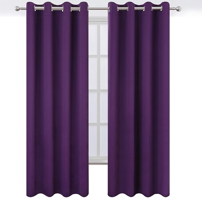 LEMOMO Purple Thermal Blackout Curtains/52 x 95 Inch/Set of 2 Panels Room - Image 2