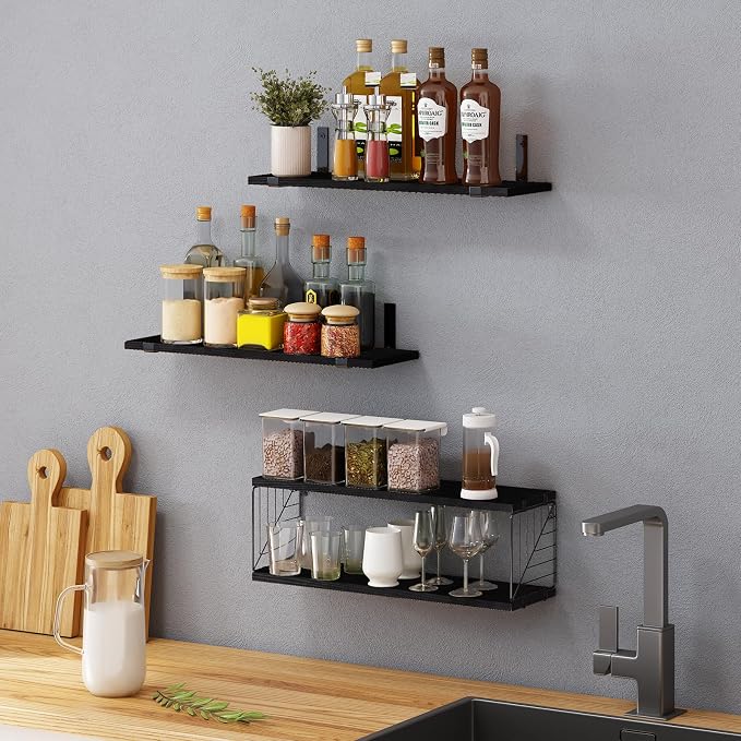 Fixwal 3+1 Tier Bathroom Floating Shelves Over Toilet, 15.8in Farmhouse Rustic - Image 7