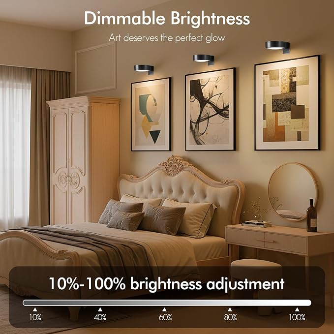 3-Pack Picture Lights for Wall, Rechargeable Battery Operated LED Painting Light - Image 3