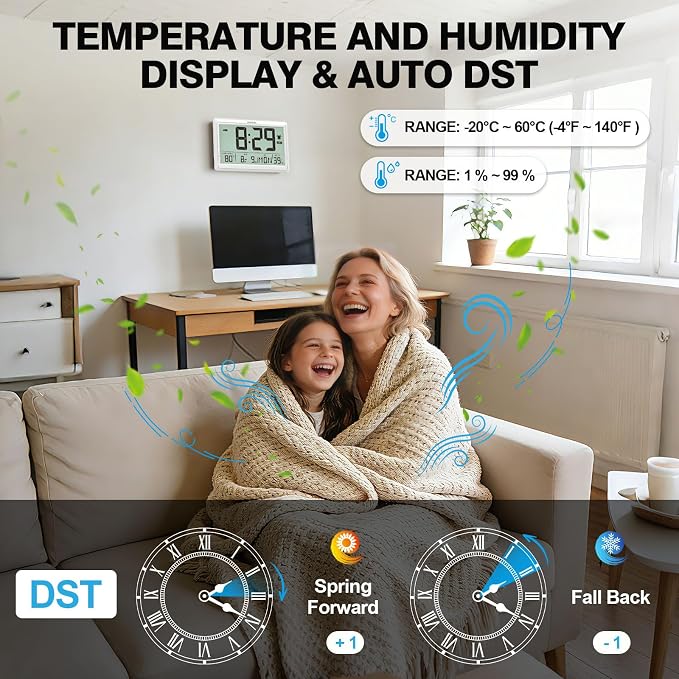XREXS 10.4 Inch Digital Wall Clock, Battery Operated Large Display Clock - Image 5