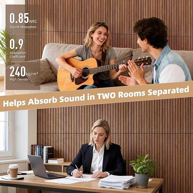 TO-TH Wood-Look Acoustic Panel, 4 Pack 47.2” x 23.6” Soundproof Wall Panels - Image 4