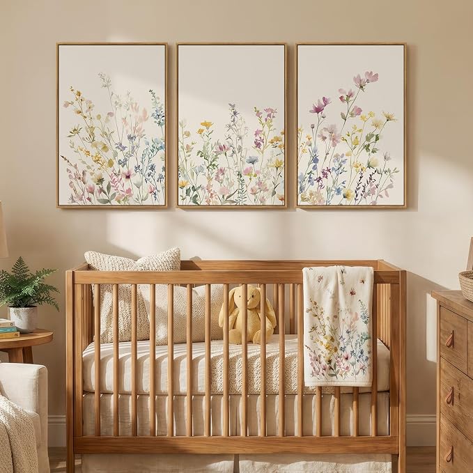 3 Piece Framed Watercolor Floral Canvas Wall Art - Image 3