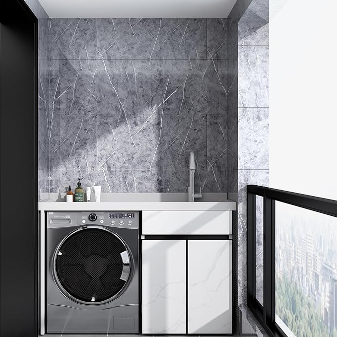 Haimin Wall Panels Peel and Stick 20 Pieces 23.6x11.8in Backsplash Marble Look - Image 2