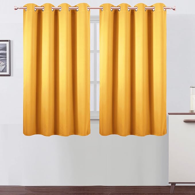LEMOMO Yellow Blackout Curtains/52 x 45 Inch Length/Set of 2 Panels Grommet by Lemomo