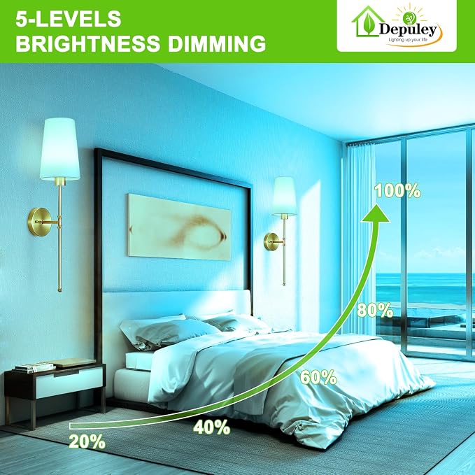 Depuley Battery Operated Wall Sconce: 27" Set of 2 Wireless Wall Lights - Image 5