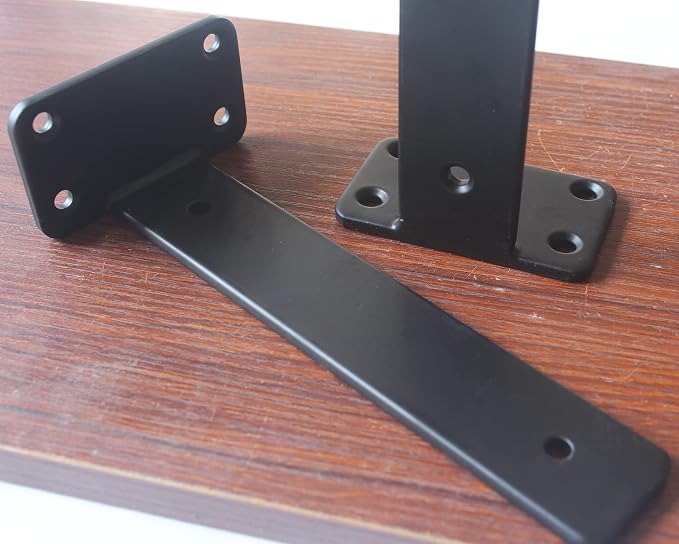 10 Pack - 8 inch Black Hidden L Shelf Bracket Iron Floating Shelf Brackets - Image 5