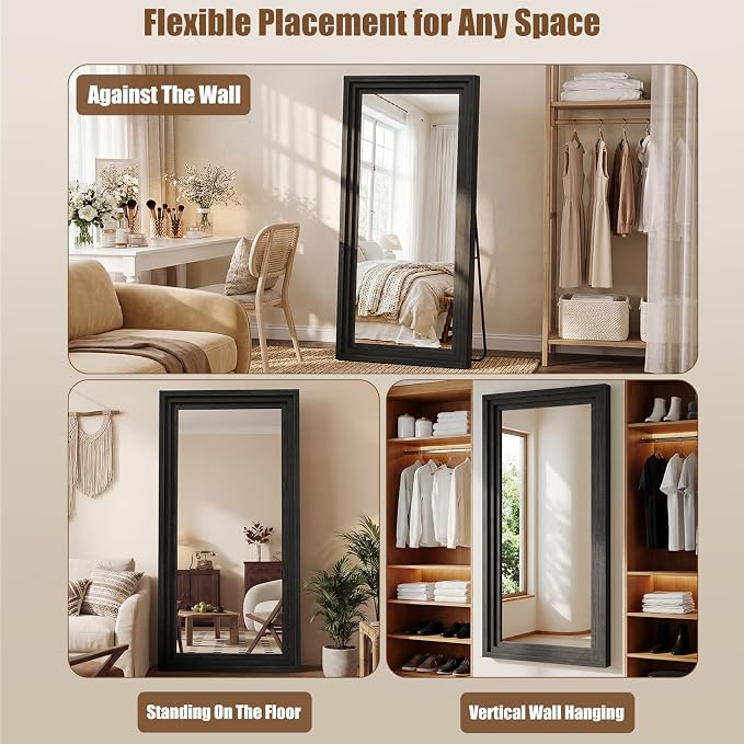 Full Length Mirror 71"x30", Large Solid Wood Frame Floor Mirror, Leaning Floor - Image 4