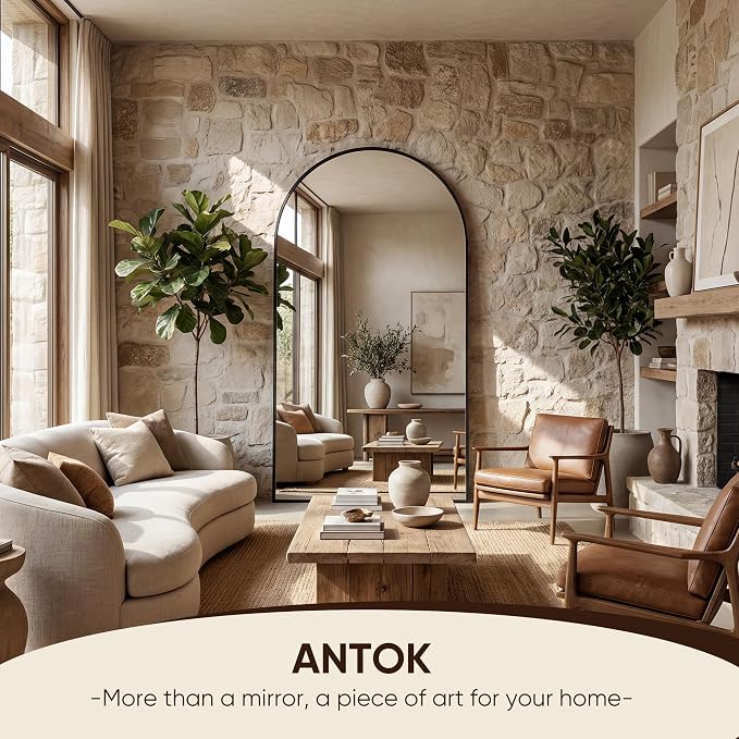 Antok Full Length Mirror, Arched Floor Standing Freestanding Arch Full Body - Image 4