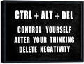 Pyradecor Black Framed Canvas Wall Art Motivational CTRL+ALT+DEL Classroom by Pyradecor