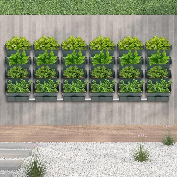 Vertical Wall Planter with 24 Pots, Hanging Garden Plant Flowerpot Holder - Image 7
