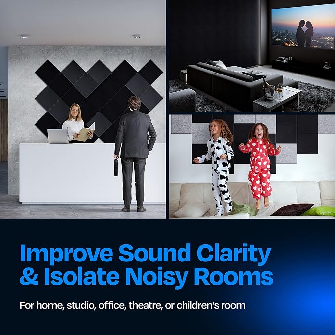 Acoustic Panels 12-Pack Soundproof Wall Panels 12"X12"X0.4" Sound Panels High - Image 4