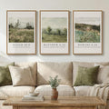 Framed Vintage Christian Wall Art Set of 3, Rustic Wildflower Landscape Bible by Cuspin