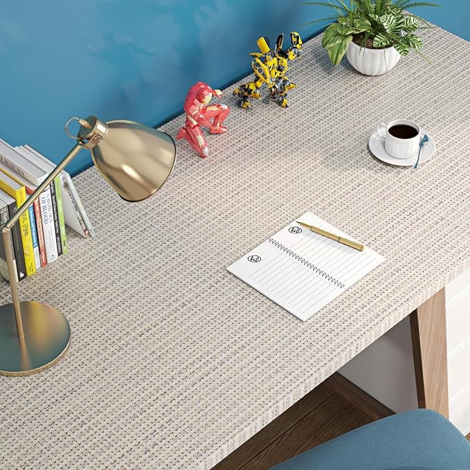 FunStick 16"x240" Thick Beige Wallpaper Peel and Stick Modern Grasscloth - Image 7