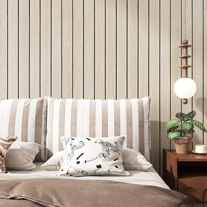 VEELIKE Coastal Oak Wood Wall Panels Peel and Stick Light Oak Wood Slat Wall - Image 4