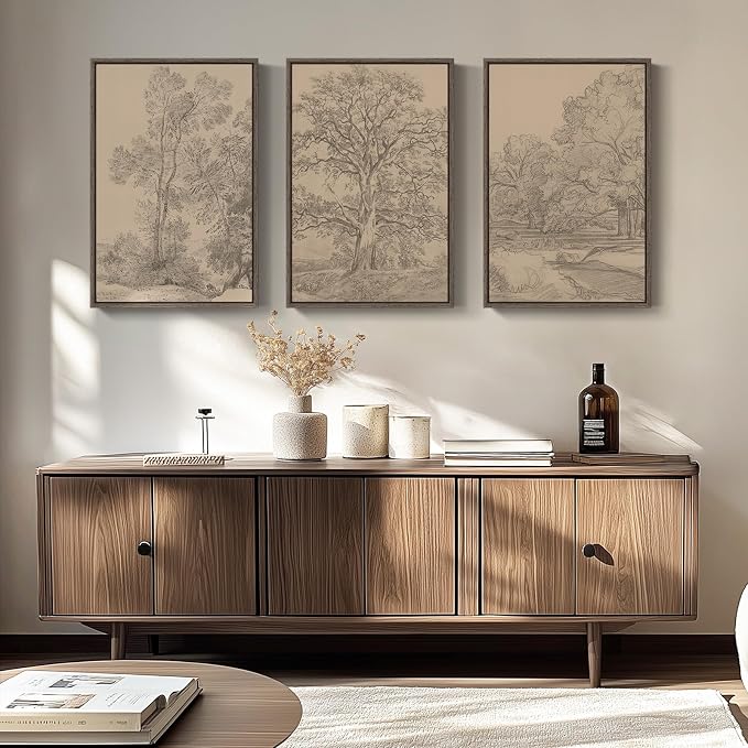 Framed Neutral Vintage Landscape Wall Art - Image 3
