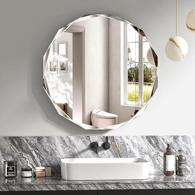 Bathroom Mirrors for Over Sink, Round Frameless Mirrors for Wall, 30x30 Inch by JACUKO