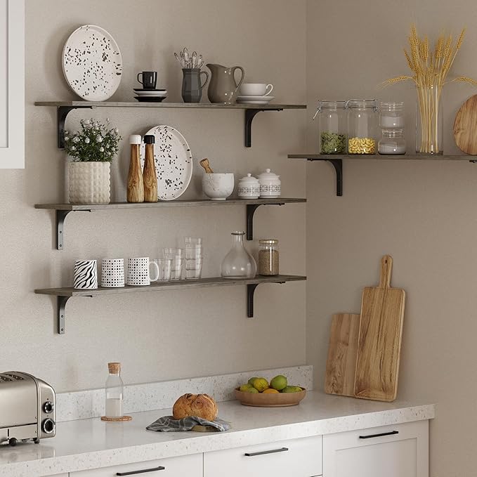 DINZI LVJ Long Wall Shelves, 47.3Inch Wall Mounted Shelves Set of 2, Extra - Image 7