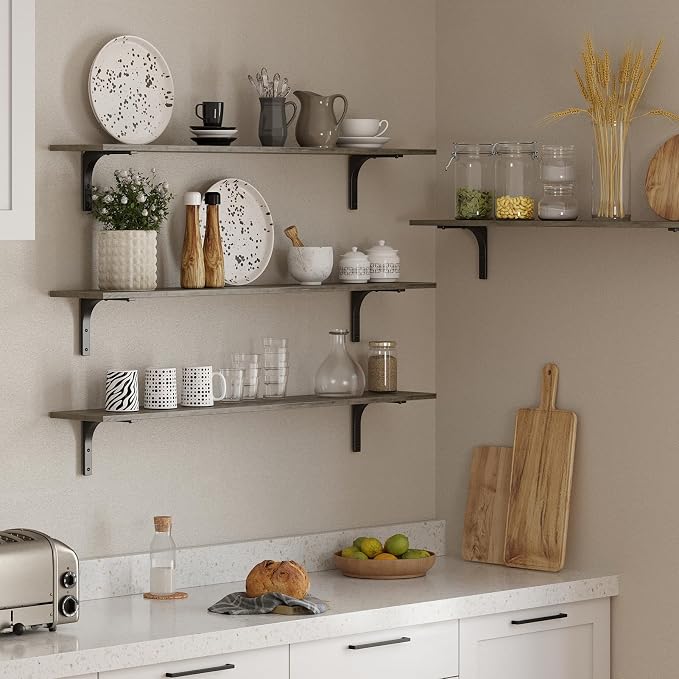 DINZI LVJ Long Wall Shelves, 55.1Inch Wall Mounted Shelves Set of 2, Extra - Image 5