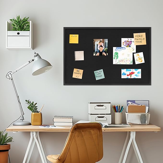 DAHAPYBOO Cork Board with Linen Black, Bulletin Board 36"x24", Corkboards - Image 5