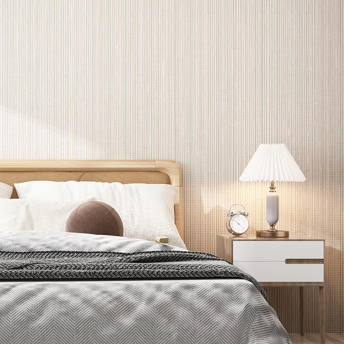Grasscloth Peel and Stick Wallpaper 20.8"x394" Beige Thick Fabric Textured - Image 5