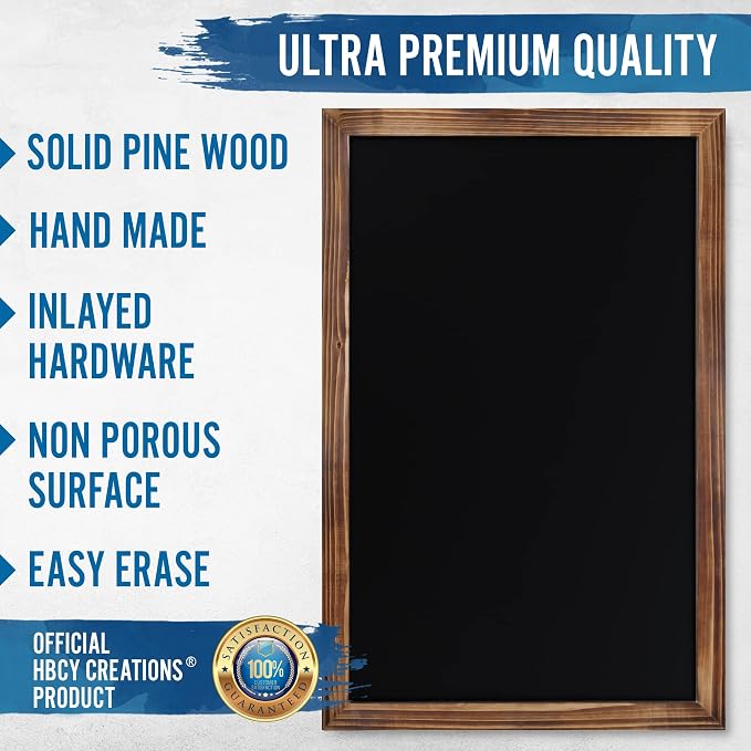 HBCY Creations 11" X 17" Torched Brown Solid Wood Frame Wall Chalkboard - Image 4