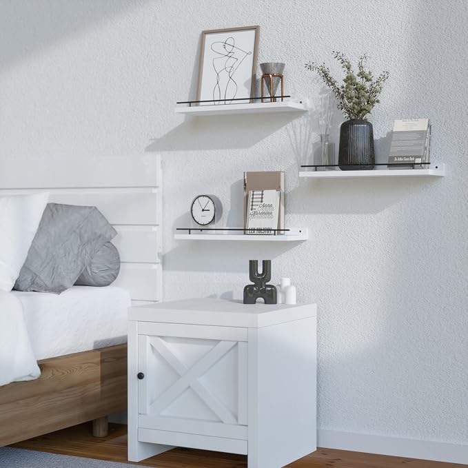 WOPITUES Floating Shelves with Black Metal Guardrail, Shelves - Image 7