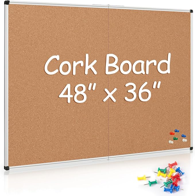 Cork Board Bulletin Board 36 x 48, Foldable Office Board by Justdowhatyouwanttodo