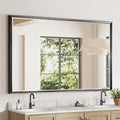 48 x 30 Black Framed Mirror for Bathroom, Beveled Black Bathroom Vanity Mirror by QUEENFUN