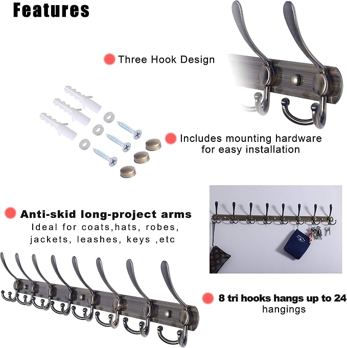 Dseap Coat Rack Wall Mount - Image 7