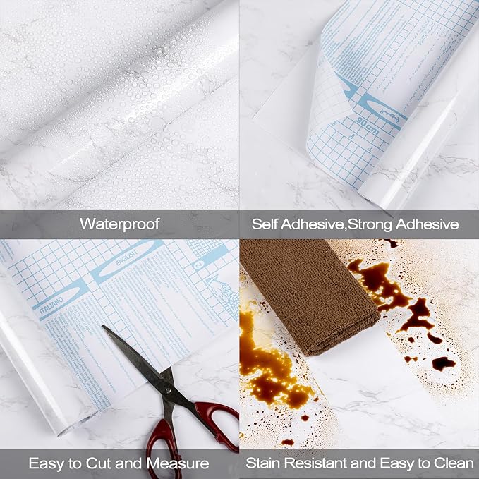 practicalWs Peel and Stick Marble Wallpaper 15.7'' x 472.4'' Marble Contact - Image 4