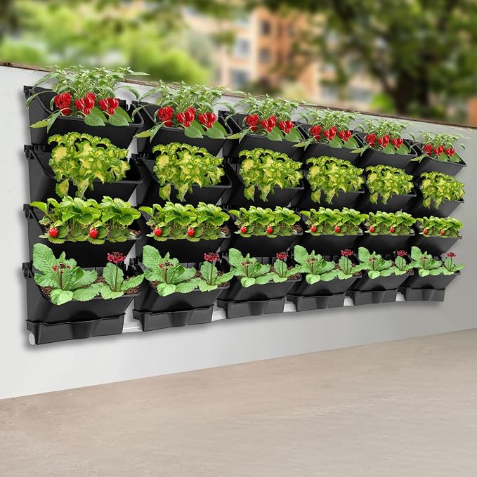 Vertical Wall Planter with 24 Pots, Hanging Garden Plant Flowerpot Holder - Image 4